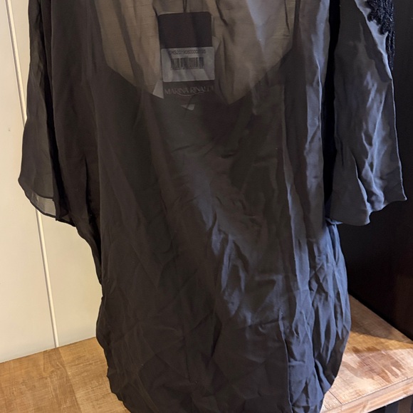 Marina Rinaldi Sheer 2 Piece Black Blouse with Floral Accents NWT $400 MSRP - Picture 5 of 7